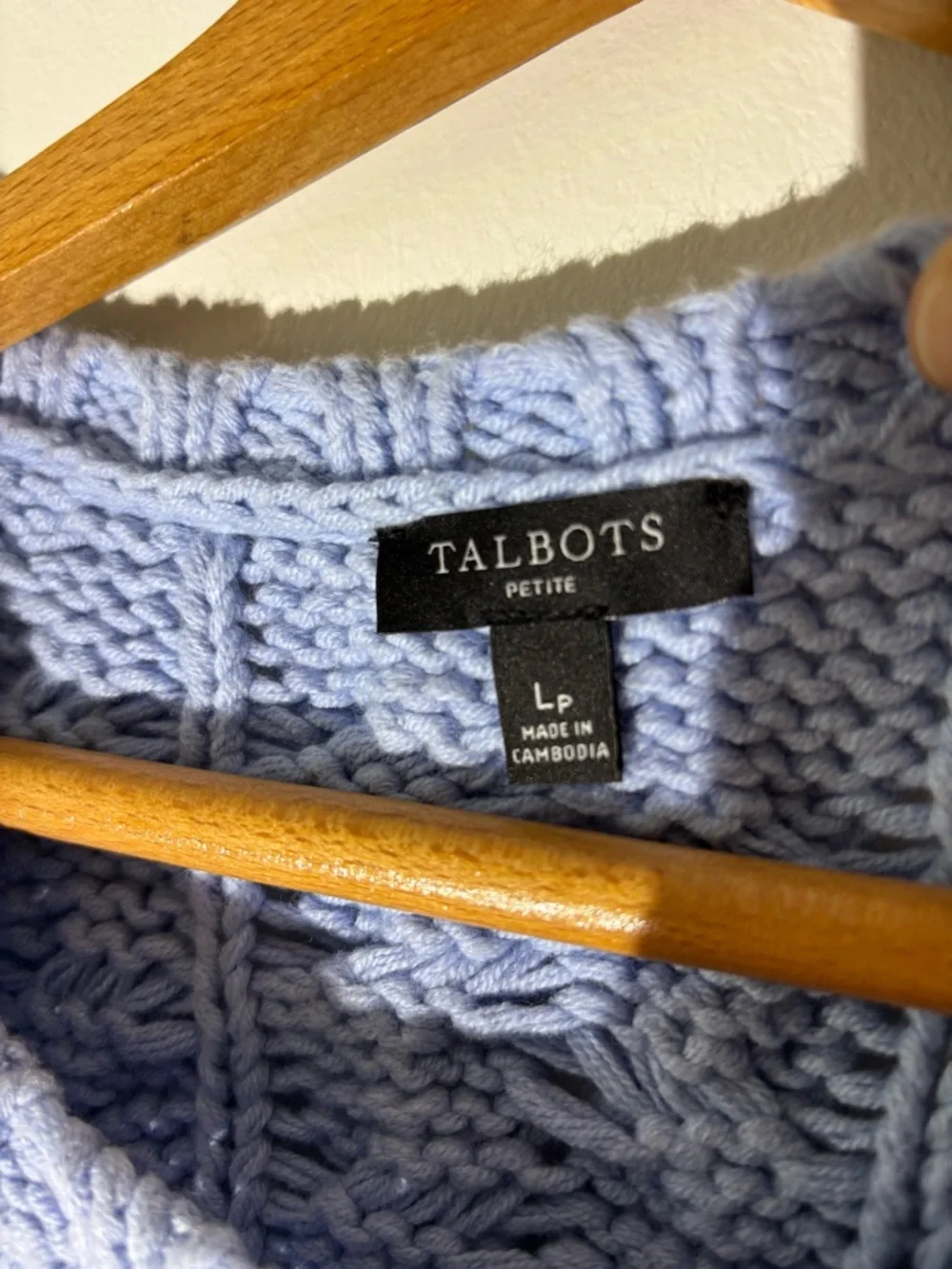 Talbots Petite Cable Knit Sweater Vest — Pale Blue - size Large - Picture 2 of 4